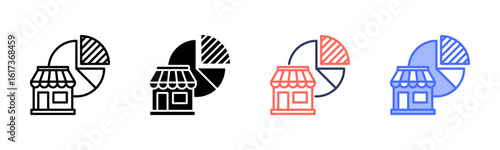Market Share icon set multiple style collection