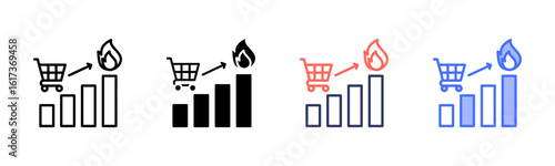 Market Trend icon set multiple style collection