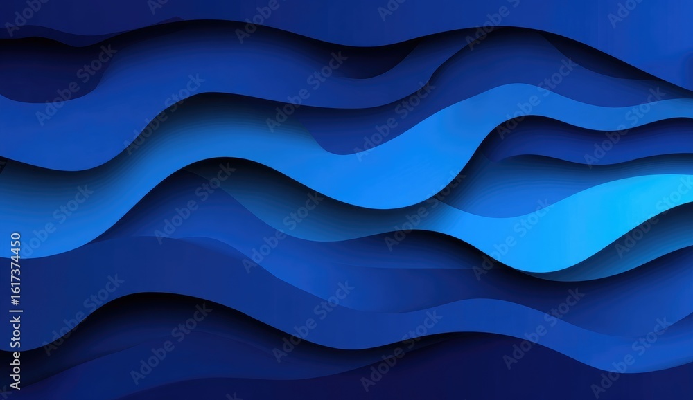 Abstract, layered, blue waves in deep space Abstract, layered, blue waves in deep space