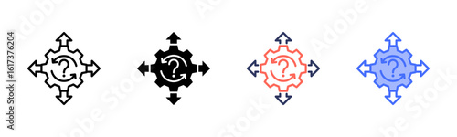 Decision Making icon set multiple style collection