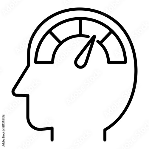Human head with emotion meter icon, representing emotional regulation, mood control, and mental wellness. Ideal for mindfulness, stress management, emotional intelligence, and personal growth.