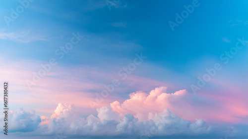 Surreal pastel-colored clouds floating in a digital dream sky, gradient background shifting from baby blue to soft pink. No sun, just ambient glow. Minimal dreamscape style with peaceful, whimsical fe