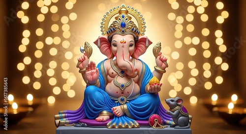 illustration of Lord Ganpati for Ganesh Chaturthi festival of India, Ganesh chaturthi for greeting,card, poster background.