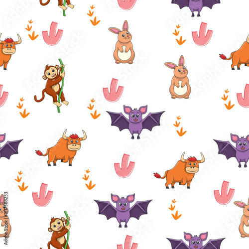 Photography Cute wild animals seamless pattern for baby shower decor, nursery print, kindergarteen wallpaper, fabric, and textile