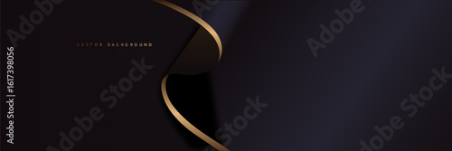 black and gold cloth background.Luxury backdrop with wave strip in dark style.