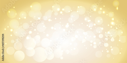 The light of gold dust, bokeh light effect background. Christmas glowing dust background, Yellow flickering glow with confetti bokeh light and particle motion.