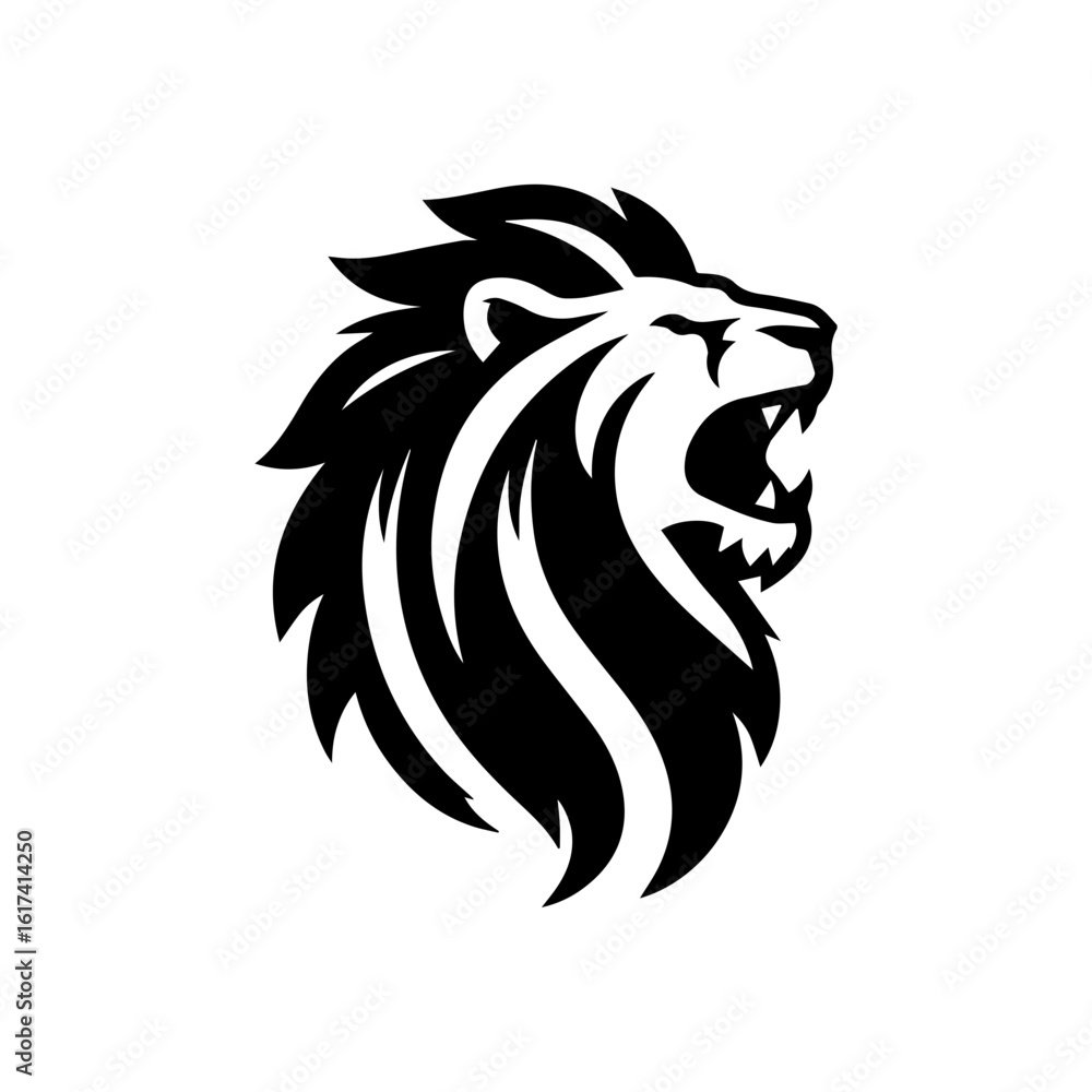 Fototapeta premium logo of a roaring lion with a mane