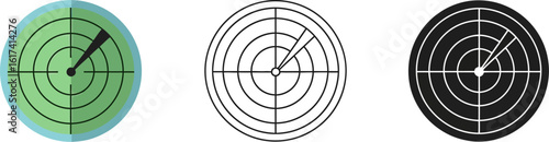 Find radar scan vector icon set stock illustration radar screen technology signal