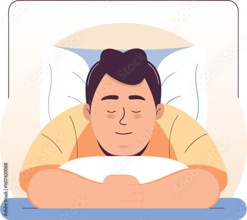 Man sleeping peacefully in bed with eyes closed