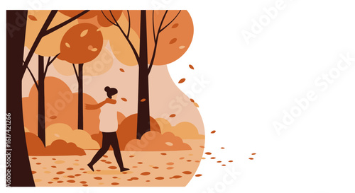 Autumn Stroll: Illustrated Serenity in the Woods