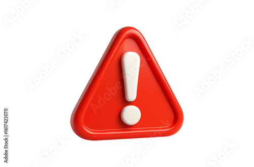 red warning sign,
Glossy 3D Red Warning Triangle with White Exclamation