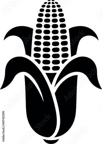 Stylized black silhouette of an ear of corn