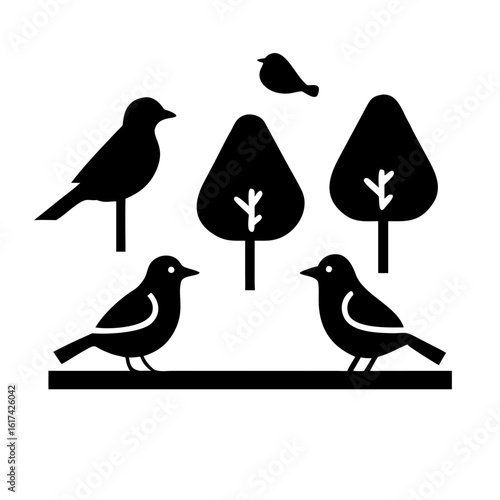  Minimalist bird pictograms for a nature reserve signage system