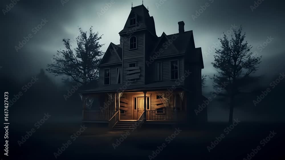 Abandoned house in the fog at night Abandoned house in the fog at night
