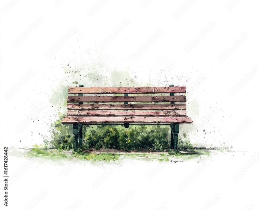 Obraz premium Watercolor park bench (1)