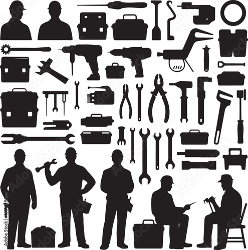 American Worker Silhouette Illustration

Hardworking Laborer Silhouette Vector

Construction Worker with Tools Silhouette

Strong American Worker Outline Art

Industrial Worker Silhouette Design

