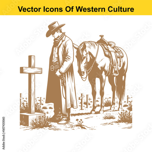 Silent Vigil: Cowboy and Horse at the Western Frontier Graves