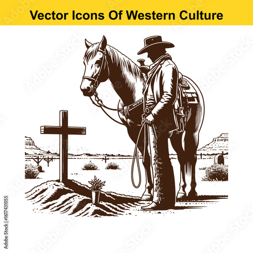 Silent Vigil: Cowboy and Horse at the Western Frontier Graves