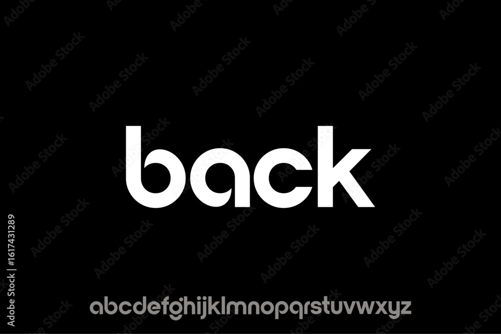 Obraz premium Back Word Font Lower Case Typography on Black Background