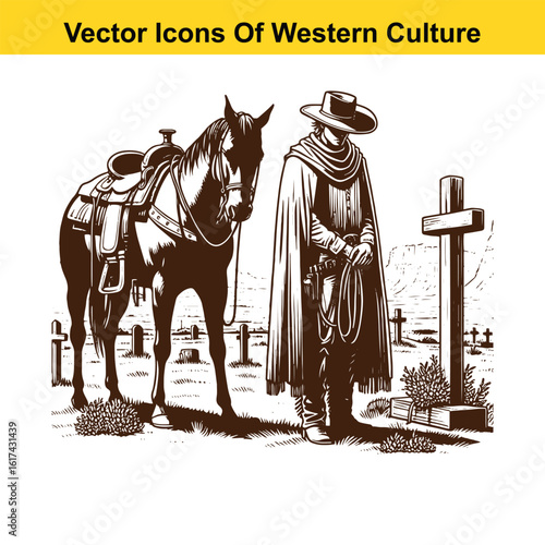 Silent Vigil: Cowboy and Horse at the Western Frontier Graves
