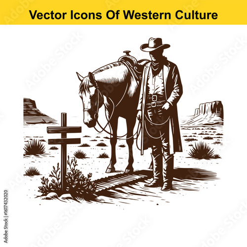Silent Vigil: Cowboy and Horse at the Western Frontier Graves