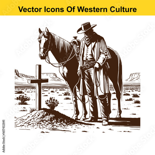 Silent Vigil: Cowboy and Horse at the Western Frontier Graves