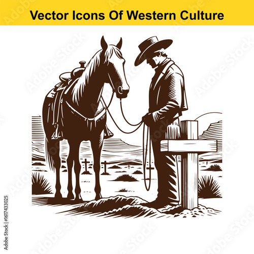 Silent Vigil: Cowboy and Horse at the Western Frontier Graves