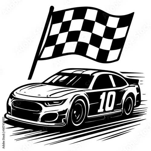 Stock car racing event icon with transparent background	