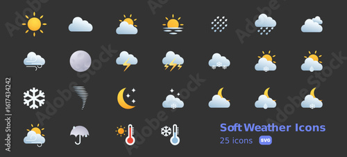 Soft weather icons set