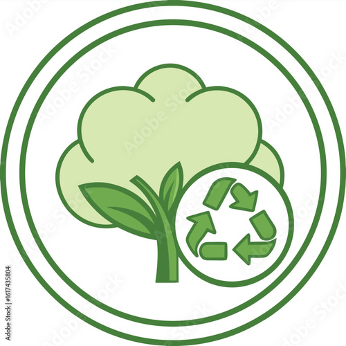 Recycled Cotton Green Icon. Vector Icon. Environmentally Friendly and Natural Quality Material. Tag, Label for Clothing
