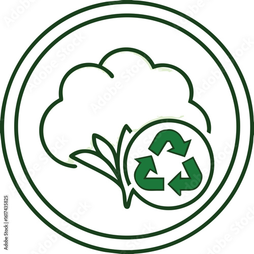 Recycled Cotton Green Icon. Vector Icon. Environmentally Friendly and Natural Quality Material. Tag, Label for Clothing
