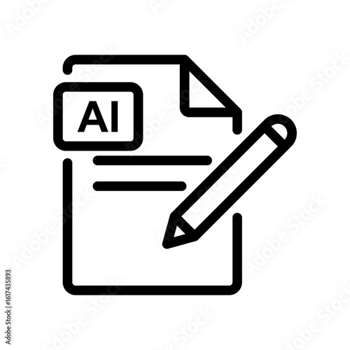 AI Writing Icon. Smart Text Generator & Document Automation Symbol