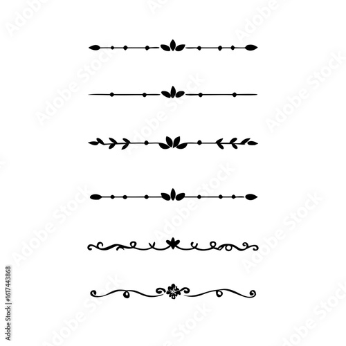 Text dividers doodle set. Wedding decorative elements. Divider ornament, borders, vintage line separators. Hand drawn vector illustration isolated on white background.Gold text dividers doodle set.
