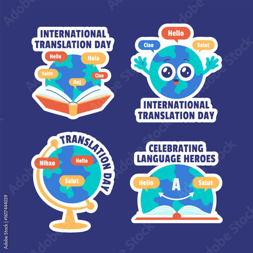 International Translation Day Social Media Label in Hand Drawn Cartoon Style