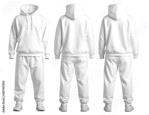 White hoodie and sweatpants mockup