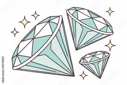 Three diamonds with sparkles