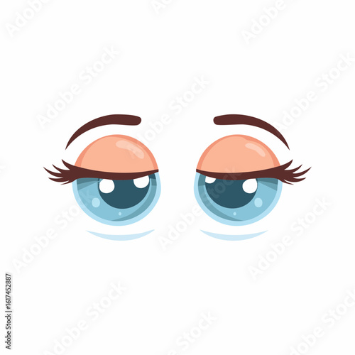 icon of a pair of sleepy eyes with half-closed eyelids and drooping lashes, minimal flat style