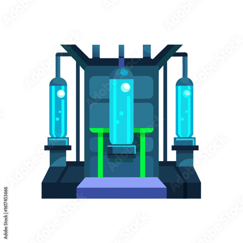 Wallpaper Mural Futuristic sci fi laboratory equipment with glowing blue vials Torontodigital.ca