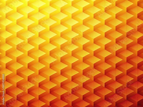 Isometric Orange Yellow Gradient Background, Abstract Geometric Pattern, Rule of Thirds Composition, Digital Art,  Modern Wallpaper Design