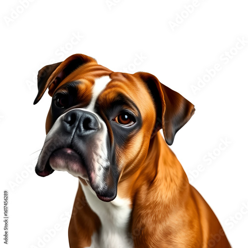 Boxer dog isolated on white background.