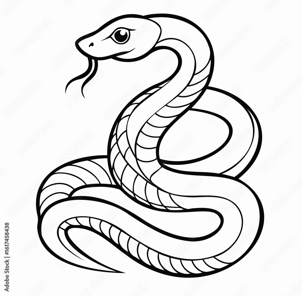 Fototapeta premium Snake Outline Vector Isolated on White Background – Minimalist Reptile Silhouette