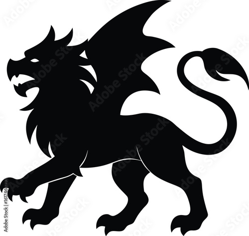 Manticore Silhouette Vector Art Illustration