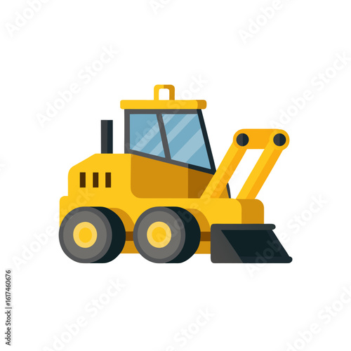Yellow bobcat skid steer loader with bucket