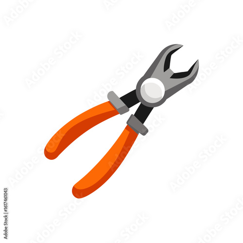 Illustration of orange handled wire cutters on a black background
