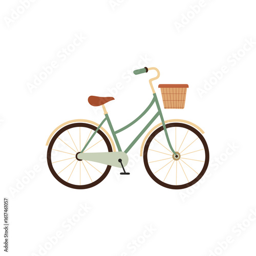 Retro bicycle with basket illustration