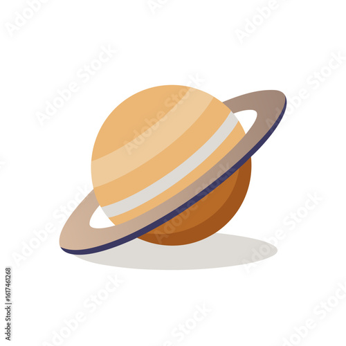 Stylized planet saturn with rings and shadow