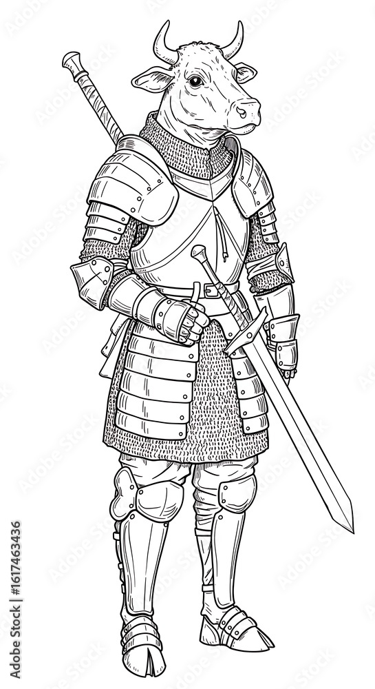 Fototapeta premium 甲冑の牛騎士