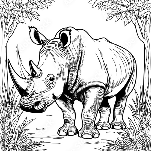 Majestic rhino standing proudly in a natural habitat.