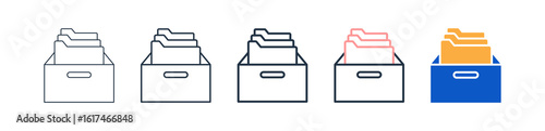 Archives different style icons set vector illustration. 