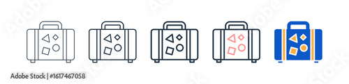 Suitcase different style icons set vector illustration. 